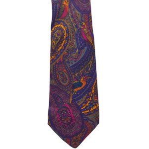 Maximillian Paisley Pattern Pink Gray 100% Silk Wide Necktie